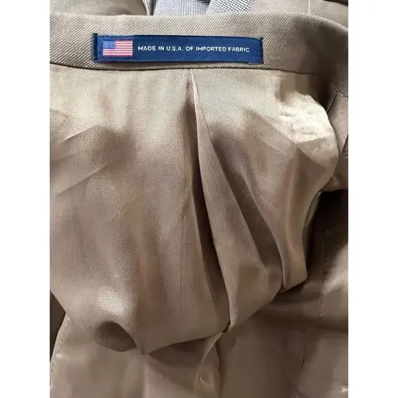 Hart Schaffner Marx Beige Sport Coat Blazer Jacket Mens Size 48L